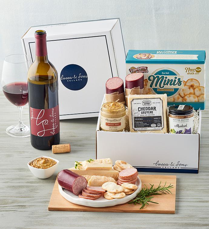 Lucca & Sons Market™ Meat and Cheese Box with Wine