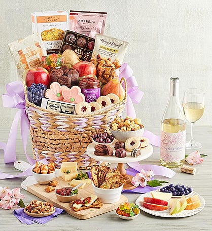 Deluxe Mother's Day Gift Basket with Harry & David Spring Wine