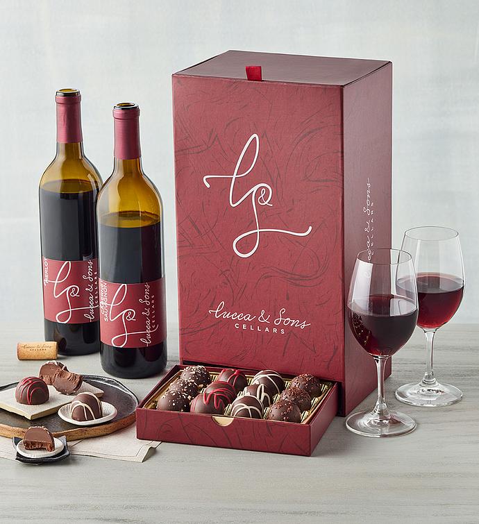 Lucca &amp; Sons Cellars Red Wine with Chocolate Truffles