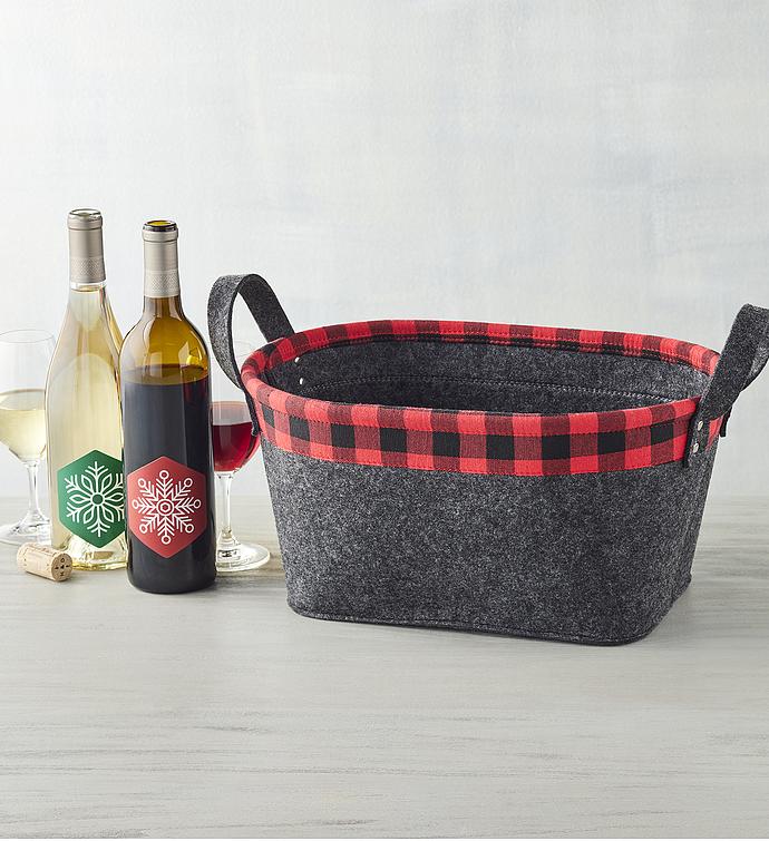 Happy Holidays Gift Basket with Wine