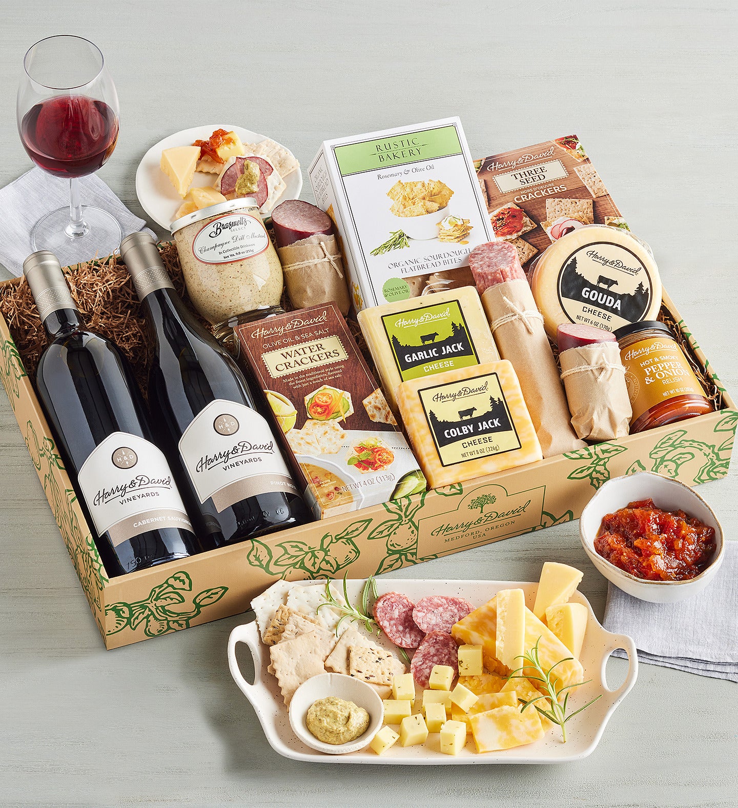 Salami, Cheese, & Crackers Wine Gift Set - wine gift baskets - USA