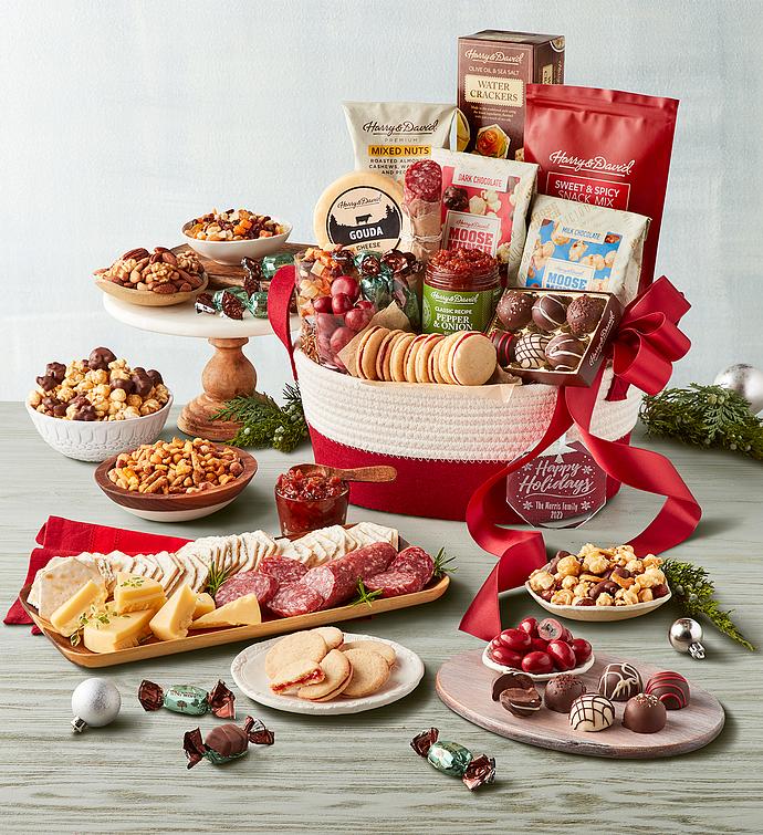 Season's Best Snack Gift Basket with Personalized Octagon Ornament