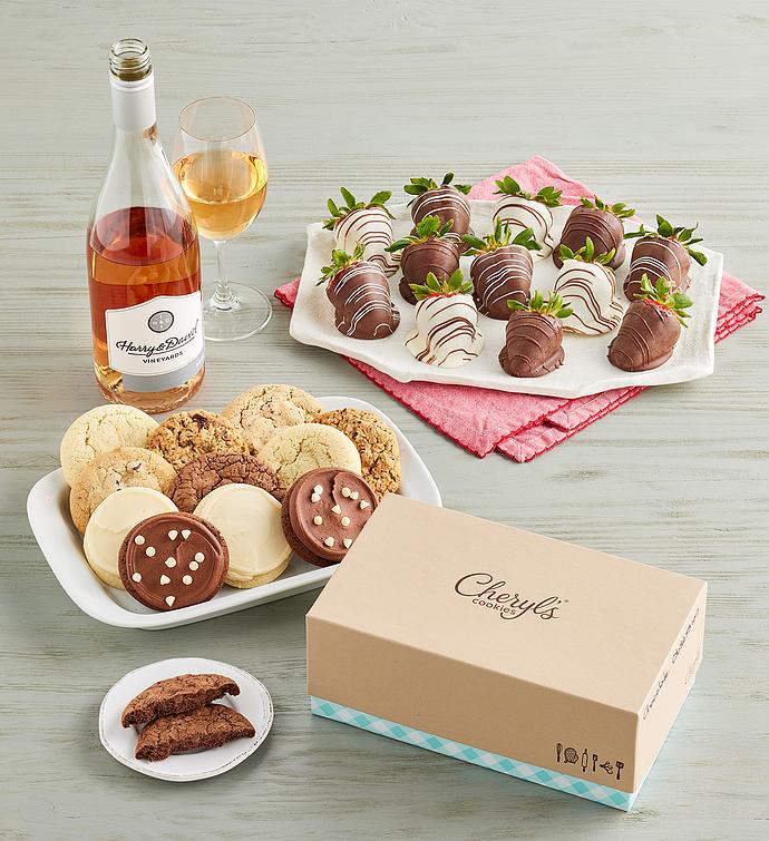 Cheryl&#x27;s® Cookies, Gourmet Drizzled Strawberries™, and Wine