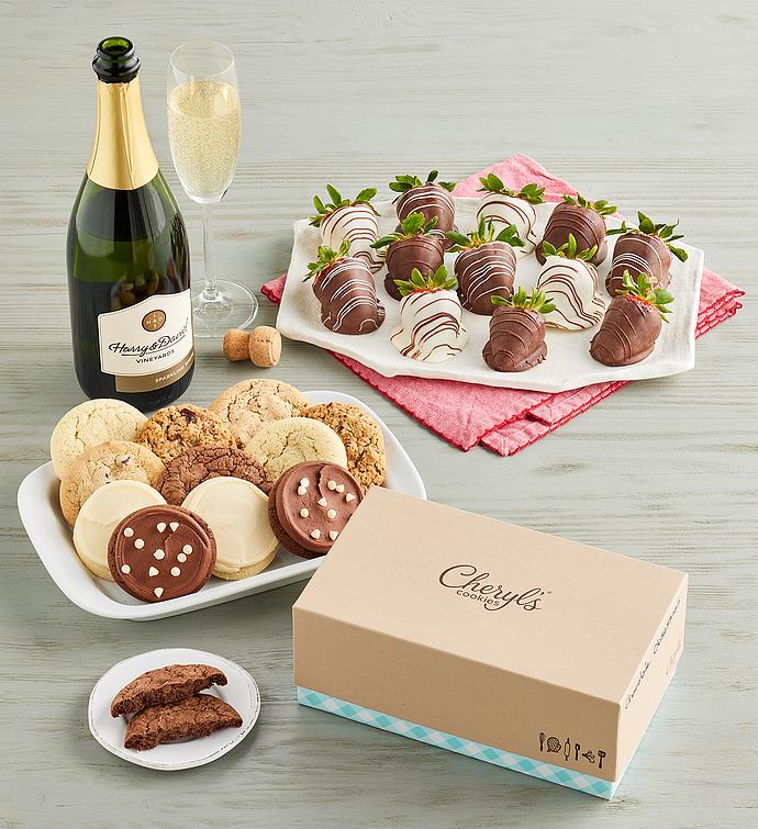 Cheryl's® Cookies, Gourmet Drizzled Strawberries™, and Wine