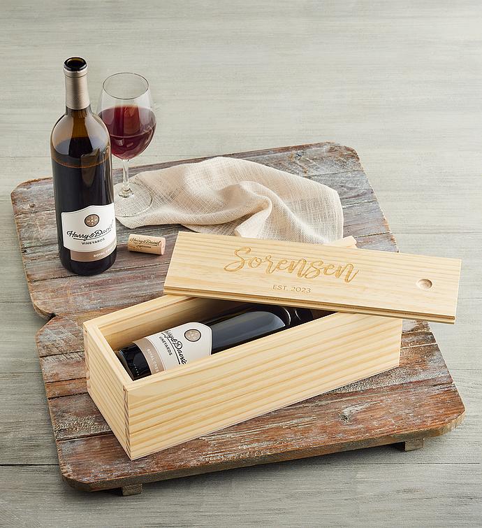 Personalized Wood Wine Box with Wine