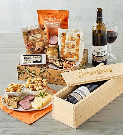 Congratulations Celebration Banquet with Wine and Personalized Wood Wine Box