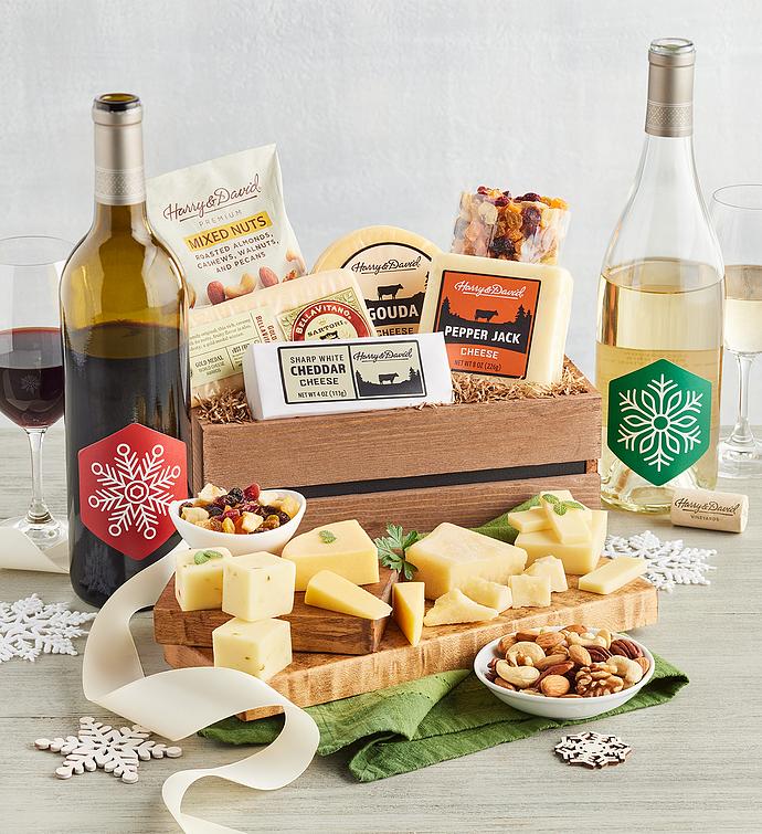 Holiday Gourmet Cheese Gift with Wine