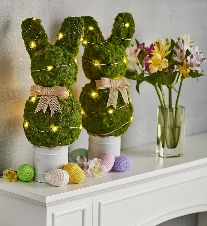 Easter Bunny Faux Topiaries   Set of 2