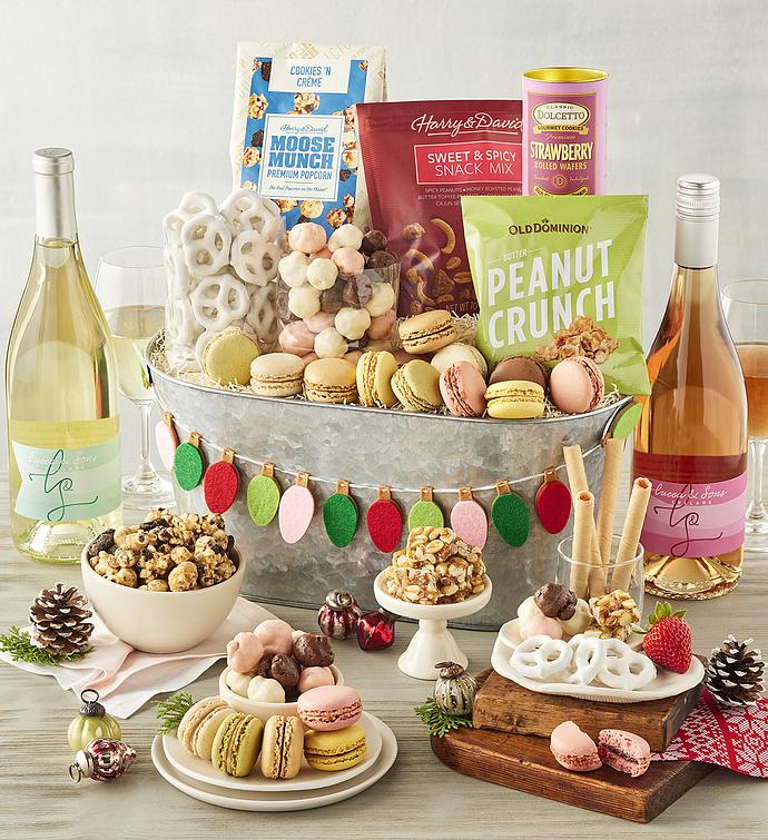 Holiday Cheer Gift Basket with Wine Duo