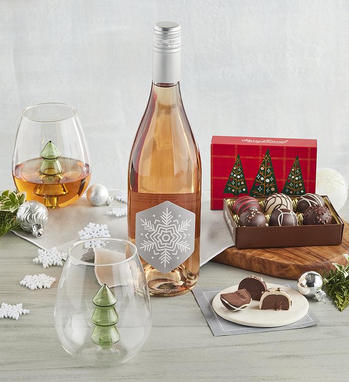 Holiday Rosé Wine and Truffles Gift Set