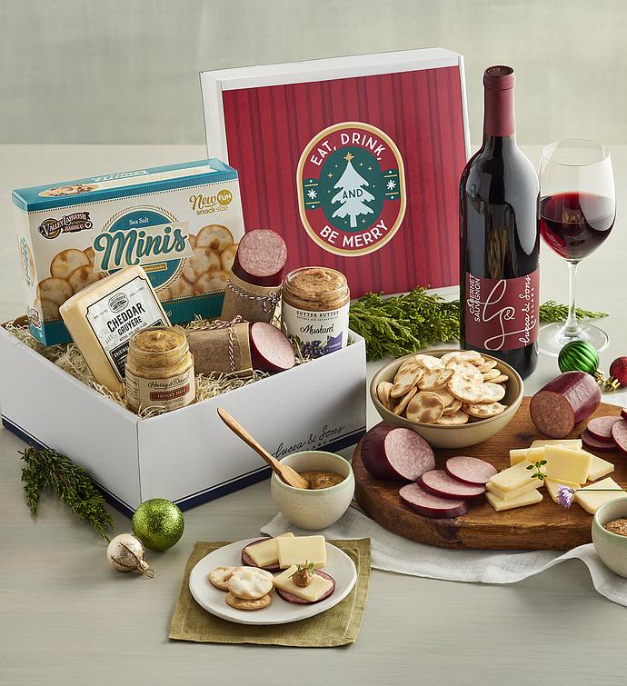 Lucca & Sons Holiday Market Box with Wine