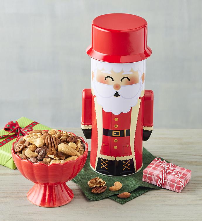 Holiday Santa Mixed Nuts Gift Tin