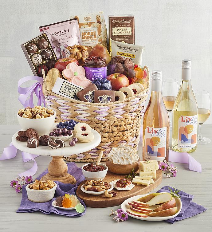 Deluxe Mothers Day Gift Basket with Harry & David Spring Wine