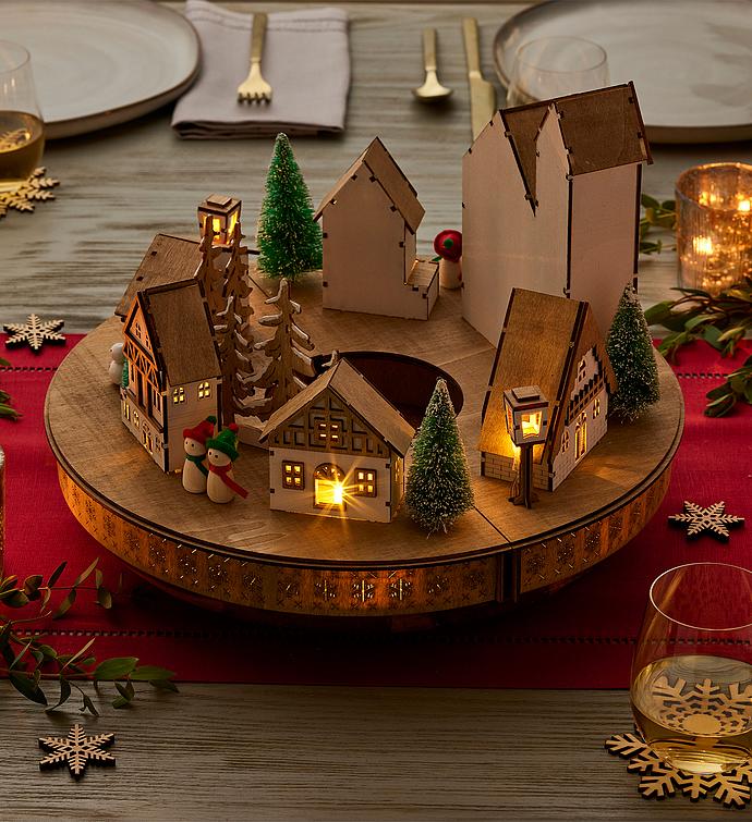 Holiday LED Wooden Village Centerpiece