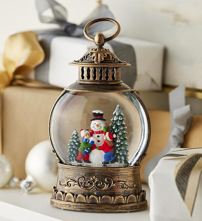 Holiday LED Snow Globe Lantern