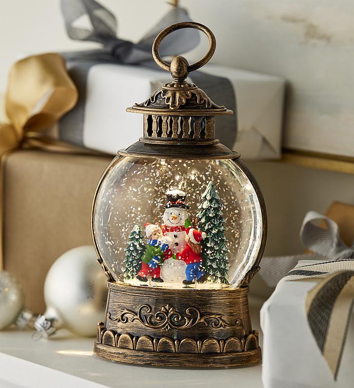 Holiday LED Snow Globe Lantern