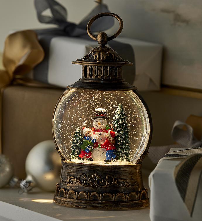 Holiday LED Snow Globe Lantern