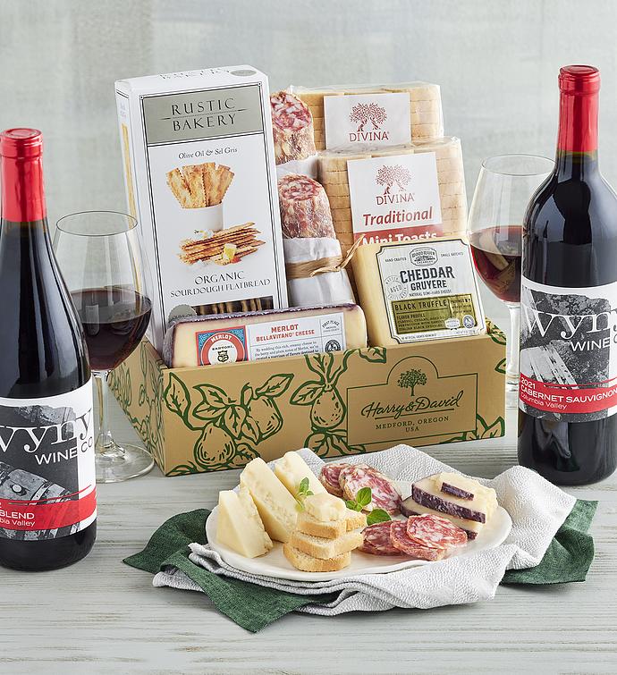 Deluxe Charcuterie and Cheese Assortment with Wine