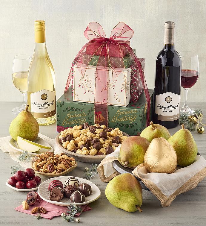 Tower of Treats® Classic Gift with Wine   2 Bottles