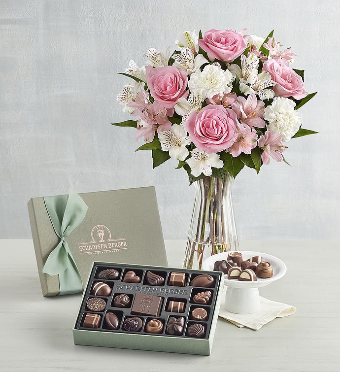 Scharffen Berger® Spring Chocolatier's Collection with Cherished Bloom's Bouquet