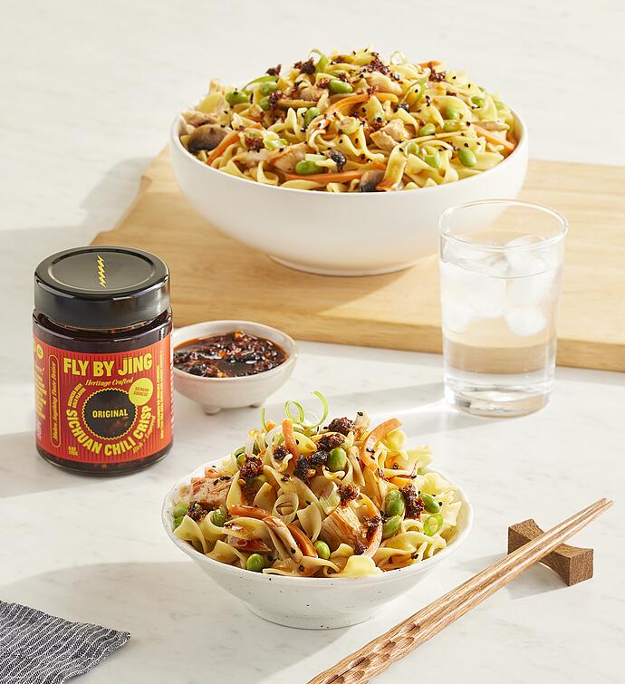 Asian Style Noodles with Grilled Chicken and Fly By Jing Original Sichuan Chili Crisp
