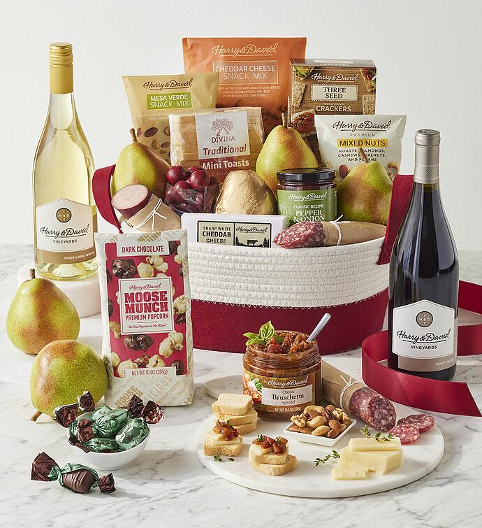 Deluxe Season's Best Gift Basket with Wine