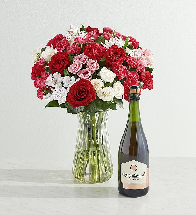 Blossoms & Wine™   Precious Love Bouquet and Wine