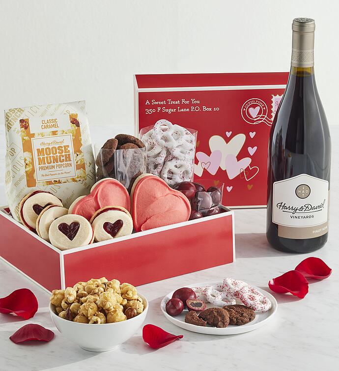 Valentine&#x27;s Day Sweets Box with Wine
