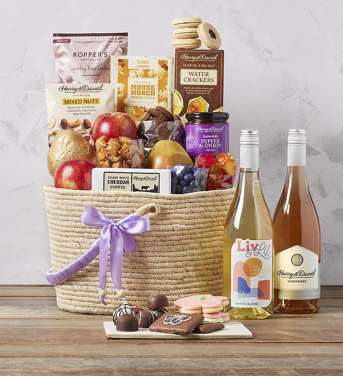 Deluxe Mothers Day Gift Basket with Harry & David Spring Wine