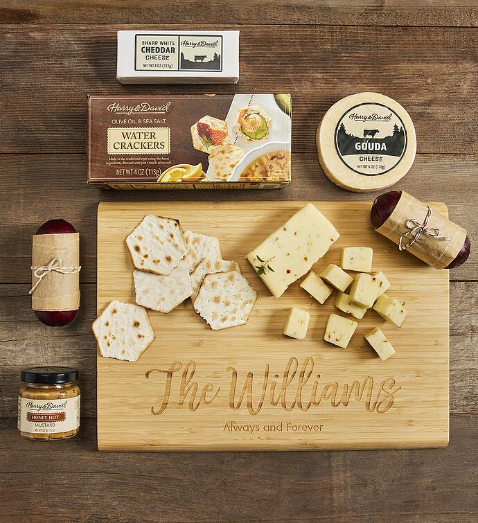 Deluxe Meat and Cheese Gift Box with Personalized Bamboo Cutting Board