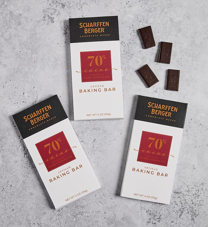 Scharffen Berger® 70% Cacao Bittersweet Dark Chocolate Baking Bars   3 Pack