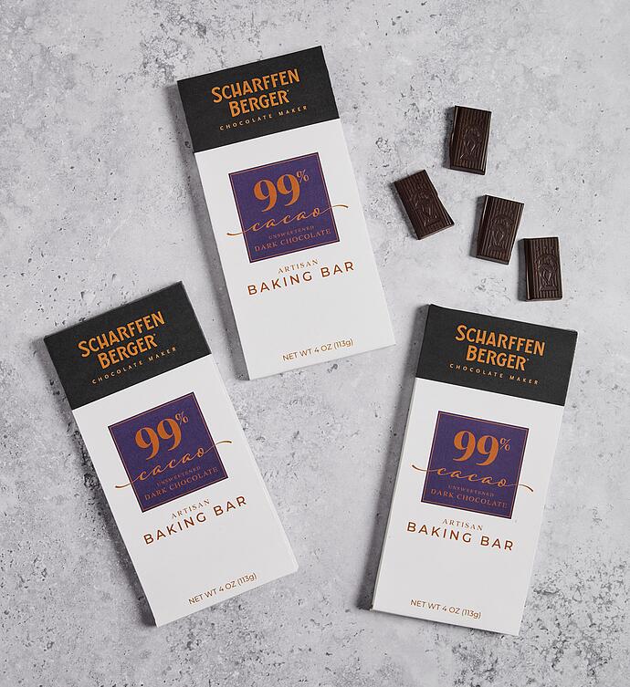 Scharffen Berger® % Cacao Unsweetened Dark Chocolate Baking Bars Pack
