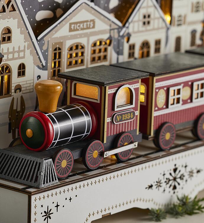 Lighted Wooden Train Centerpiece