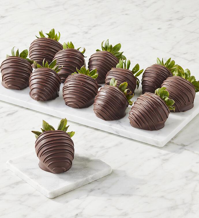 Belgian Dark Chocolate Hand Dipped Strawberries   12 Count