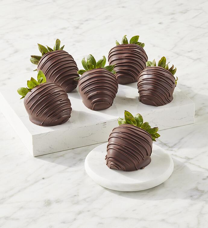 Belgian Dark Chocolate Hand Dipped Strawberries   6 Count