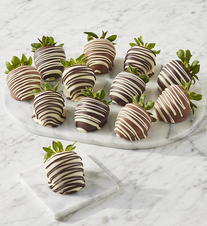 Belgian Chocolate Hand Dipped Strawberries Medley   12 Count
