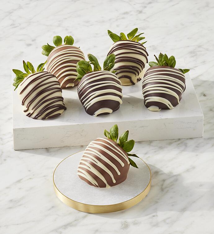 Belgian Chocolate Hand Dipped Strawberries Medley   6 Count