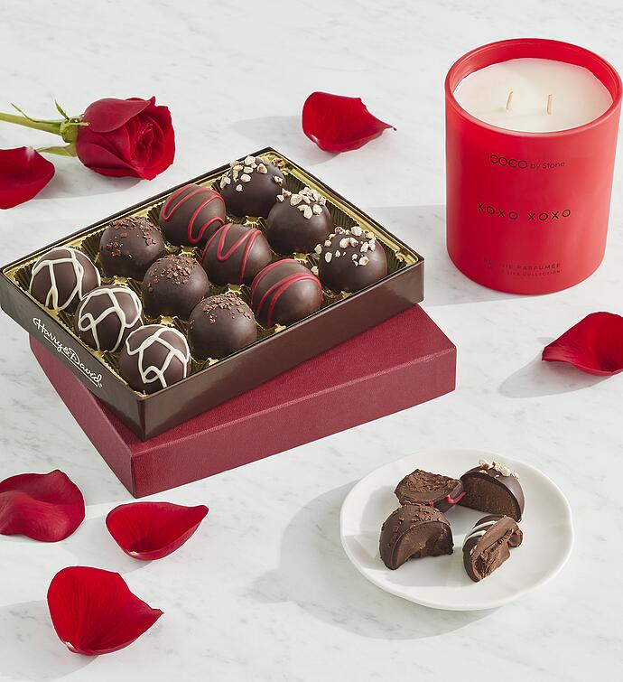 Valentine Candle and Dark Chocolate Truffles