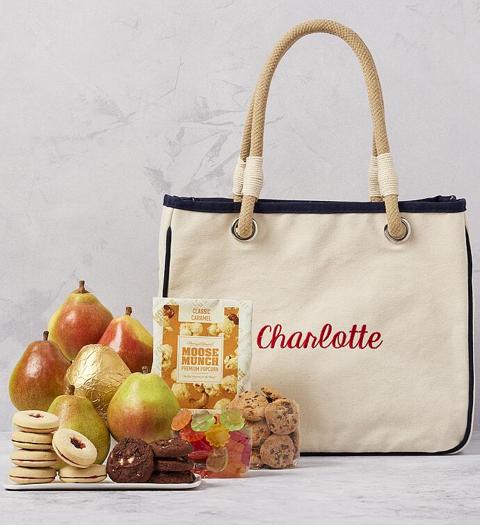 Deluxe Spring Gift Box with Personalized Embroidered Canvas Rope Tote