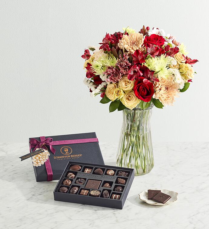 Scharffen Berger® Holiday Chocolatier's Collection with Frosted Gingerbread Bouquet