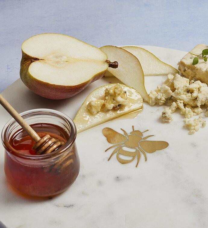 Marble Serving Board with Honeybee Inlay