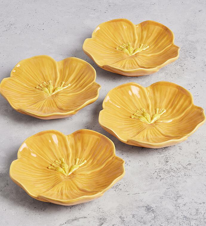 Flower Appetizer Plates - Set of 4
