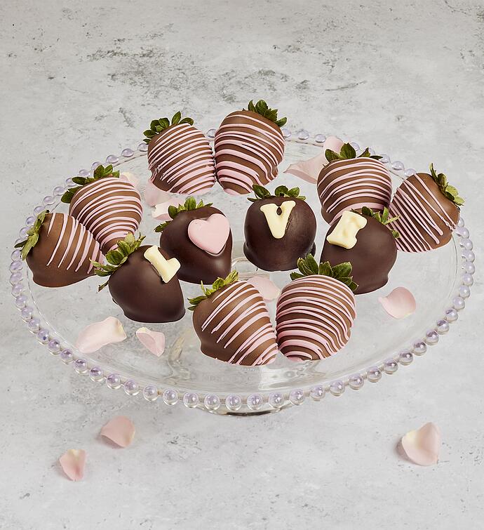 "Love" Harry & David® Belgian Chocolate Hand-Dipped Strawberries - 12 Count