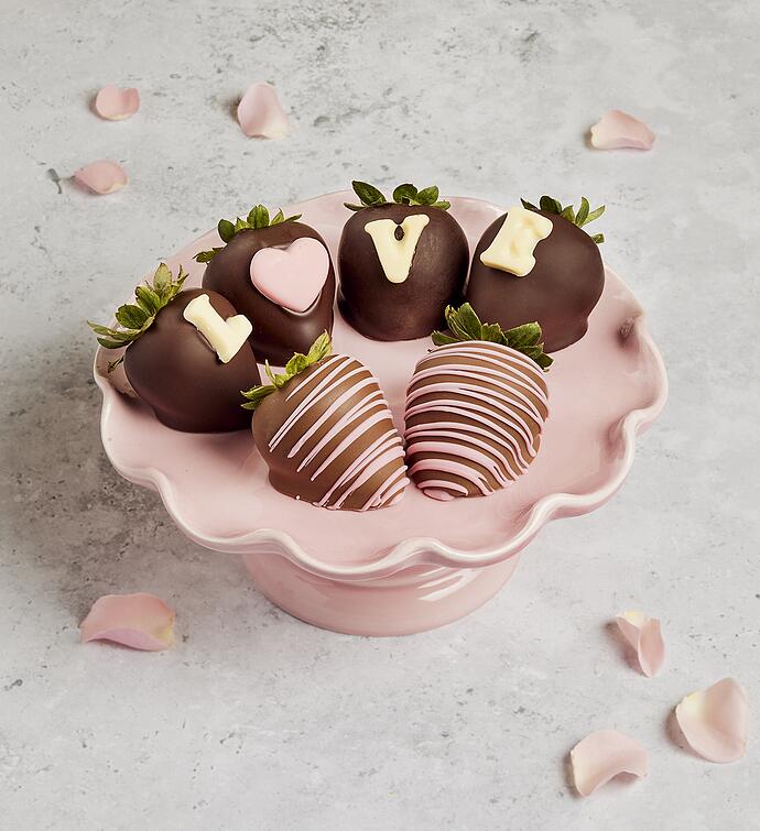 "Love" Harry & David® Belgian Chocolate Hand Dipped Strawberries   6 Count