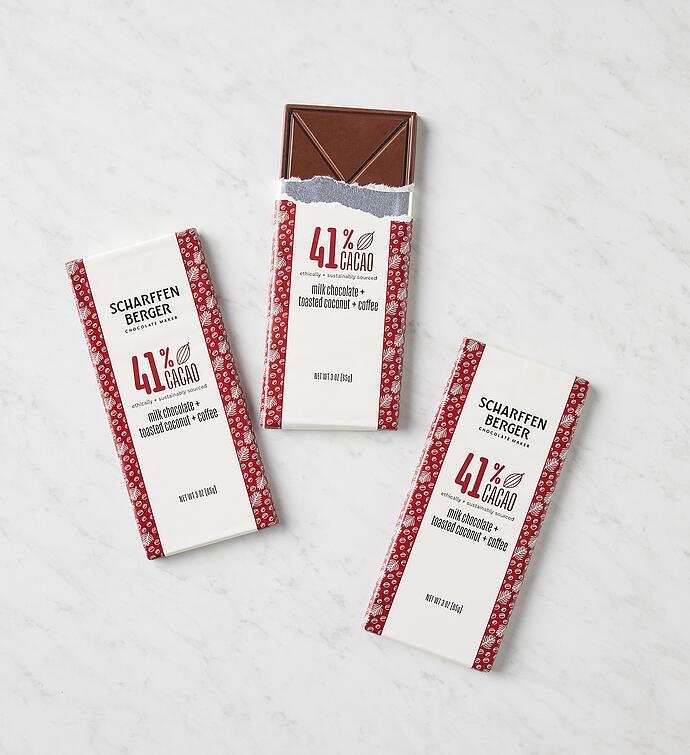 Scharffen Berger® 41% Milk Chocolate + Toasted Coconut + Coffee Bar   3 Pack