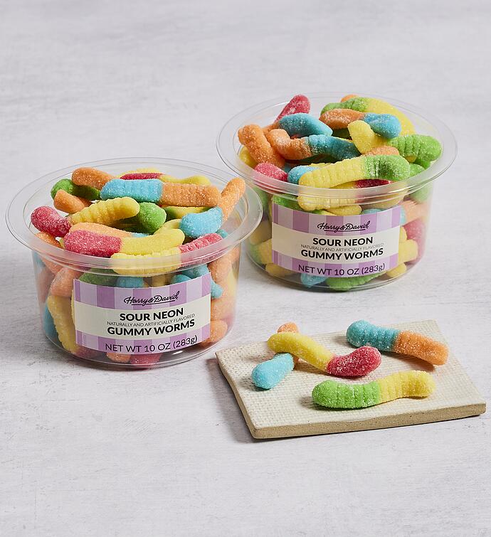 Neon Sour Gummy Worms 2 Pack