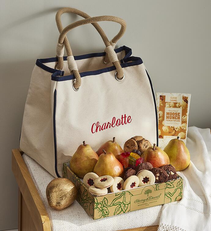 Deluxe Spring Gift Box with Personalized Embroidered Canvas Rope Tote