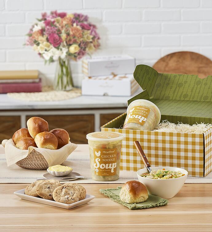 Classic Chicken Noodle Soup with Fresh Flowers