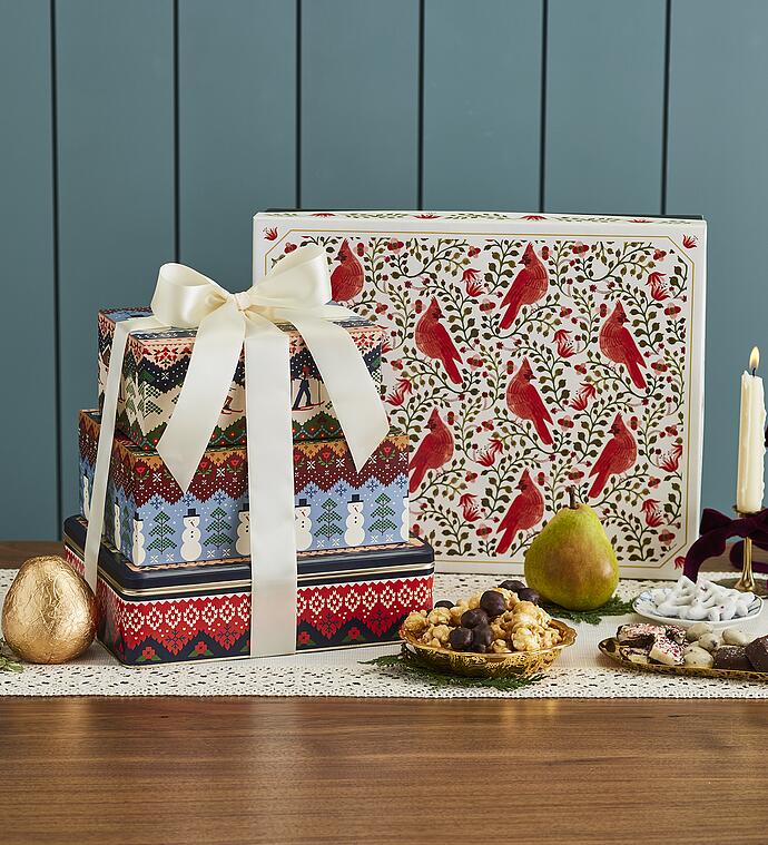 RIFLE PAPER CO. HARRY & DAVID Holiday Meat and Cheese Gift Tower 