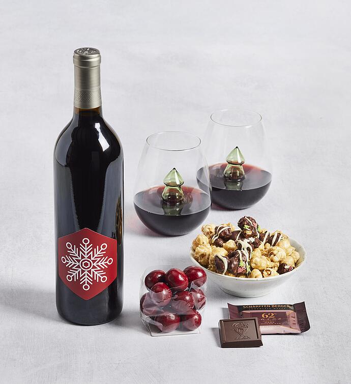 Holiday Goodies Gift Box with Wine